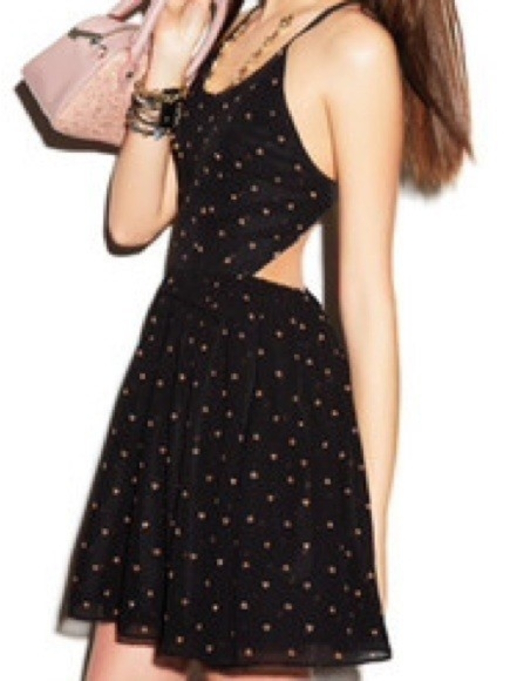 princess vera wang Black Mini Dress with Gold Heart  Accents